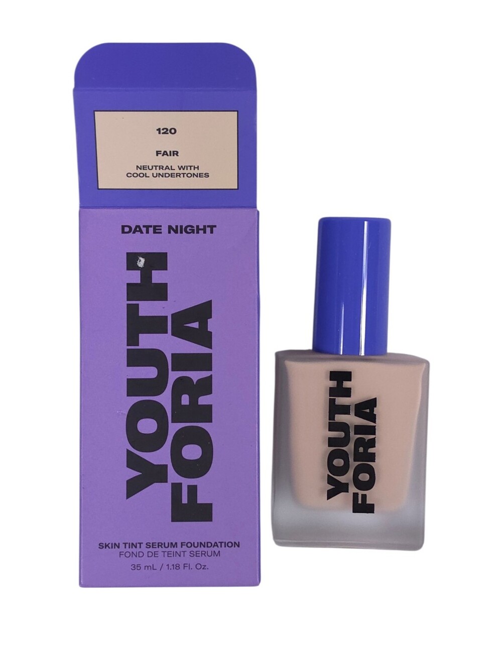 Youth Foria Date Night Skin Tint Serum Foundation in 120 Fair